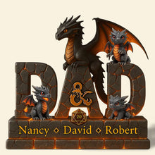Load image into Gallery viewer, “Unleash Your Inner Dragon” - Fire Dragon Dad Acrylic Plaque - Personalized Gift for Dad, Grandpa, or Any Special Father Shaped Plaques PopCulturePrints
