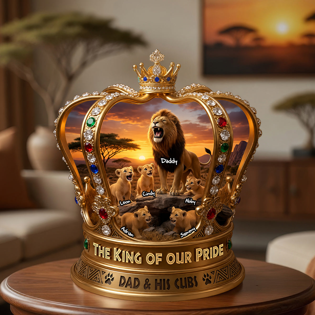 The King of Our Pride - Personalized Roaring Dad Acrylic Plaque - Gift for Dads, Grandpas & More Shaped Plaques PopCulturePrints