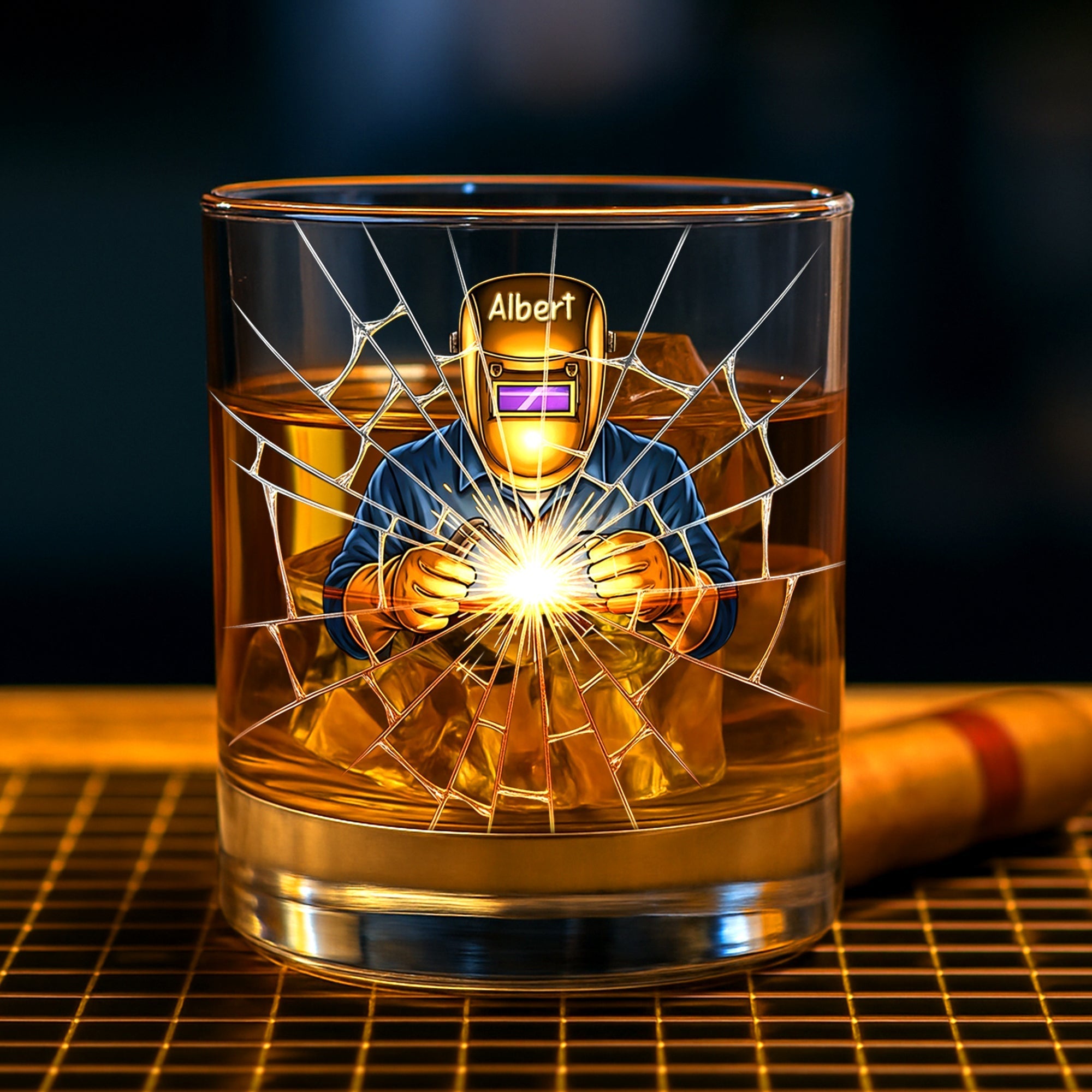 "Illuminate Your Passion with Every Sip" - Professional Welder Drinking Glass - Personalized Gift for Welders and Craft Enthusiasts Glass PopCulturePrints