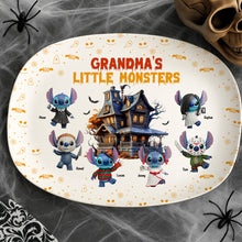 Load image into Gallery viewer, &quot;Embrace the Spook!&quot; Personalized Grandma&#39;s Little Monsters Halloween Plate - Unique Gift for Mom and Grandma Plates PopCulturePrints
