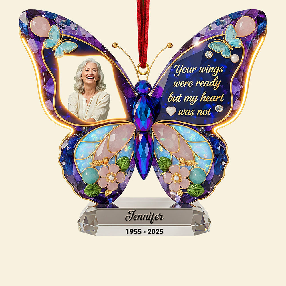 "Your wings were ready, but my heart was not" - Memorial Christmas Ornament - Personalized Gift for Loved Ones Ornament PopCulturePrints