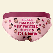 Load image into Gallery viewer, Personalized Fun Briefs for Couples - 'Things That Make My Panties Wet' Boxer Briefs PopCulturePrints
