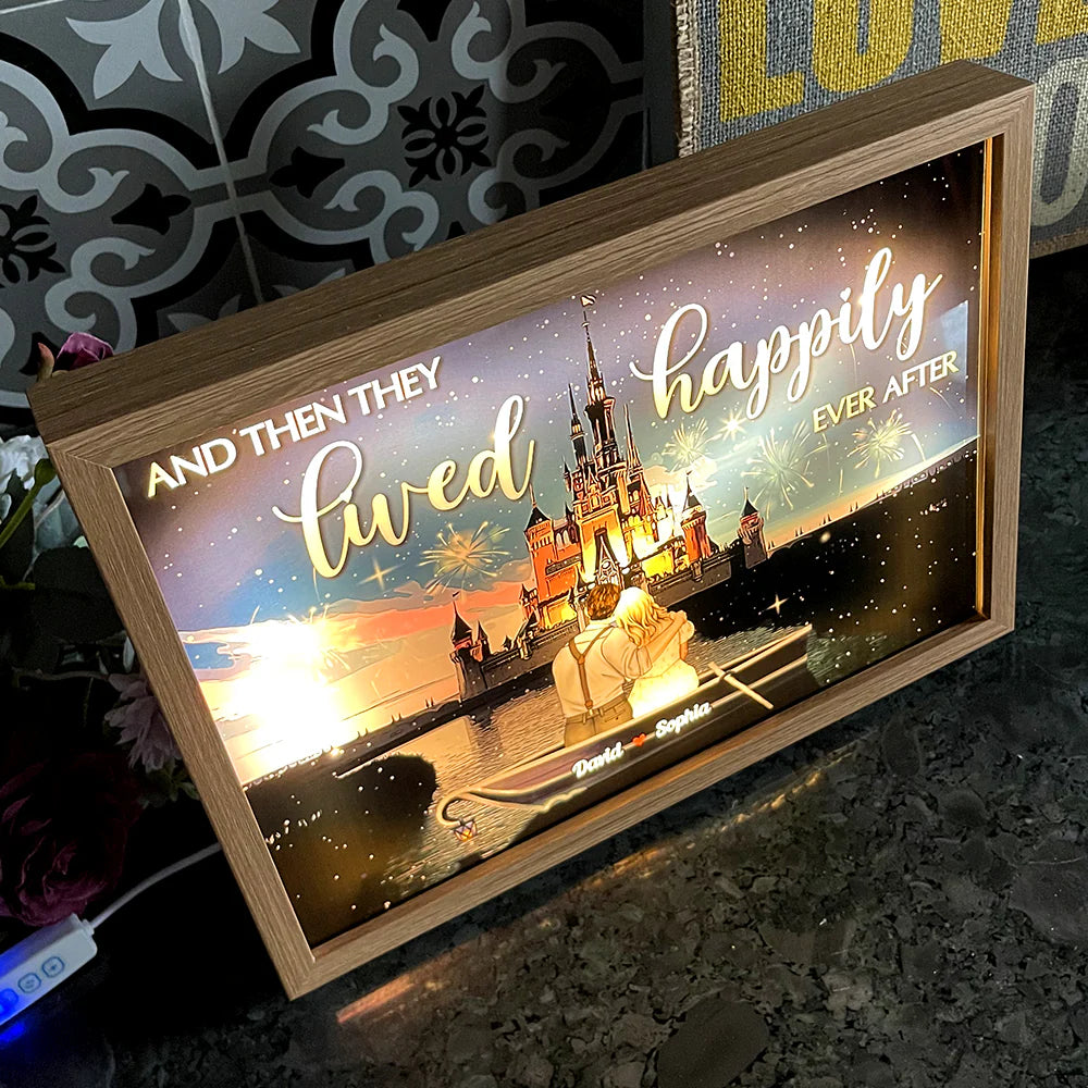 Personalized Happily Ever After Light Photo Frame for Couples