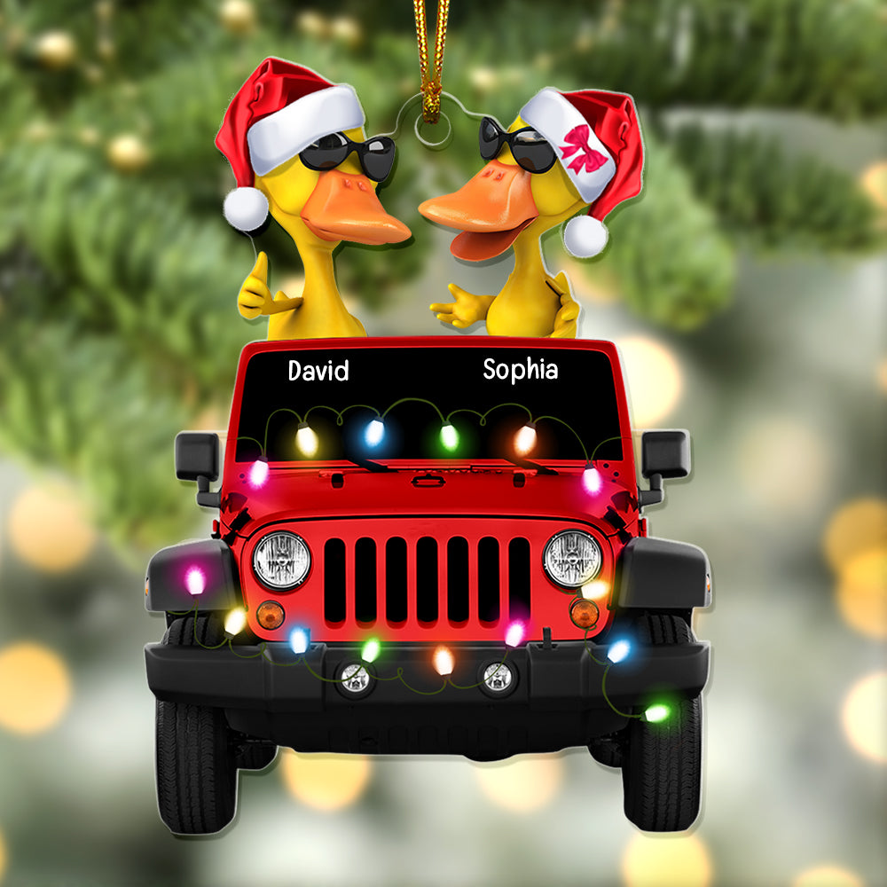 Personalized Christmas Duck Ornament for Off-road Car Lovers, Family and Couples