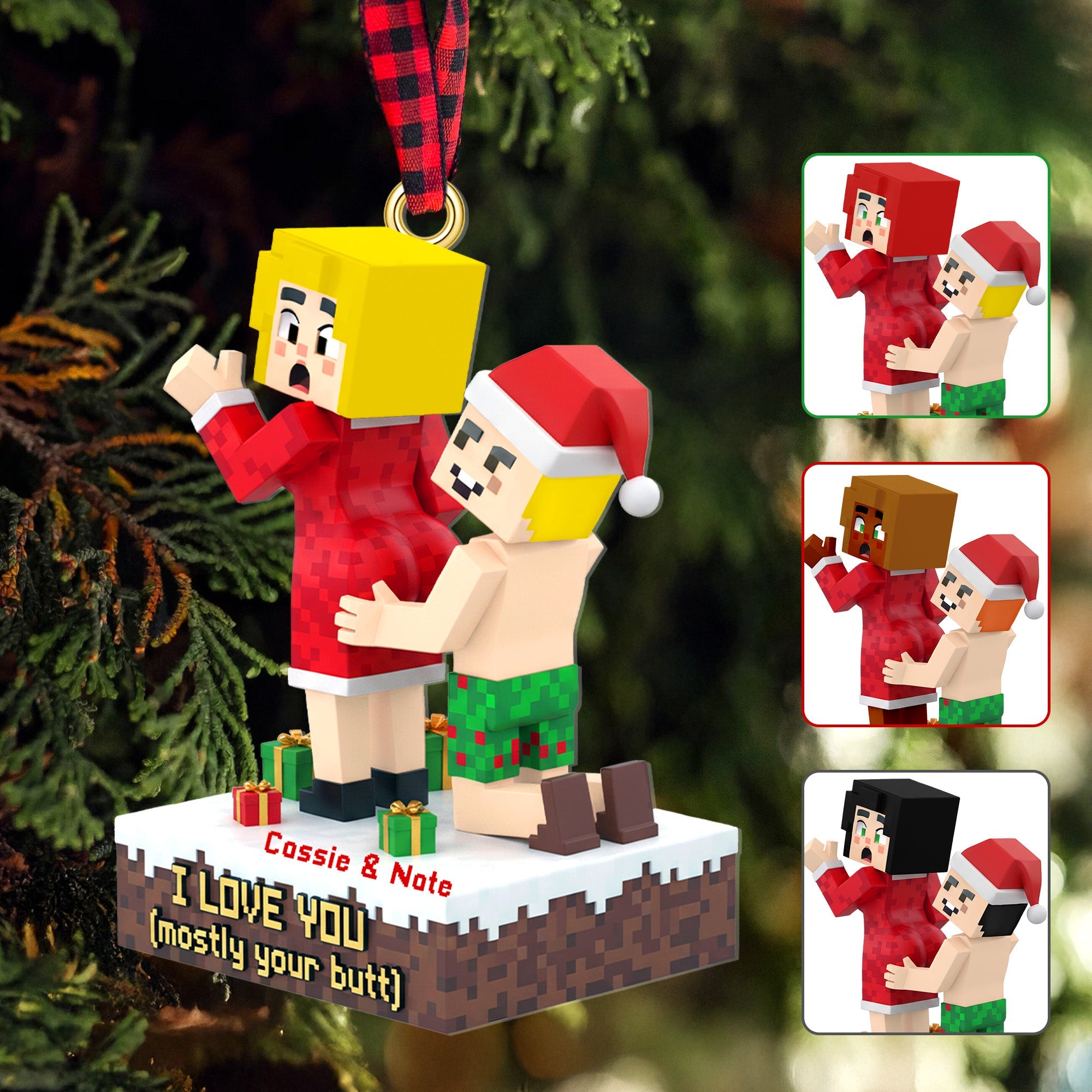 I Love You (Mostly Your Butt) - Personalized Lego Funny Couple Acrylic Ornament Ornament PopCulturePrints