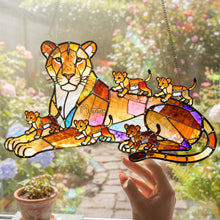 Load image into Gallery viewer, "A Mother's Love Roars!" - Lion Mom And Kids Suncatcher - Personalized Gift for Mom and Grandma Ornament PopCulturePrints
