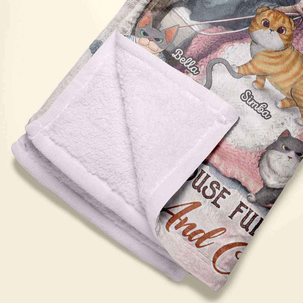 Personalized Cozy Blanket for Knitting Cat Lady - Customizable with Names