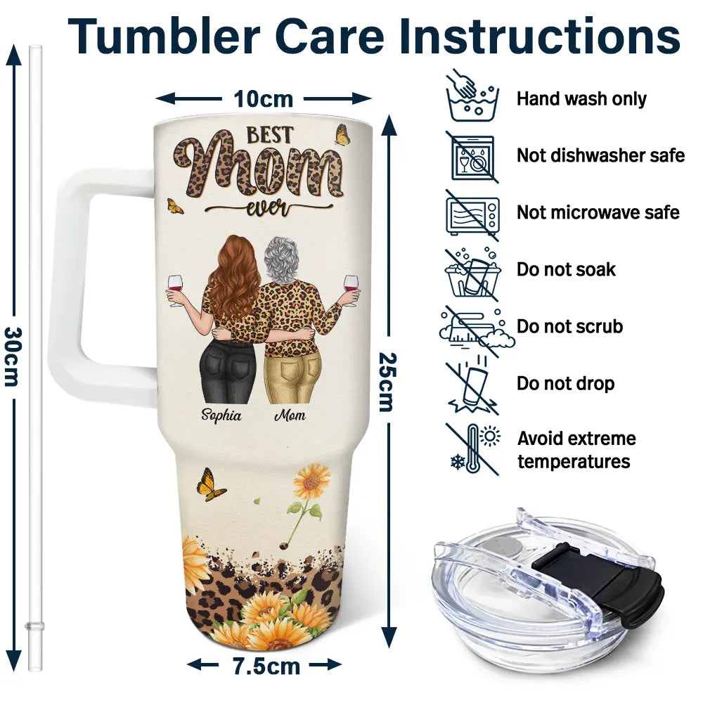 Best Mom Ever - Personalized 40oz Tumbler With Straw Tumbler PopCulturePrints