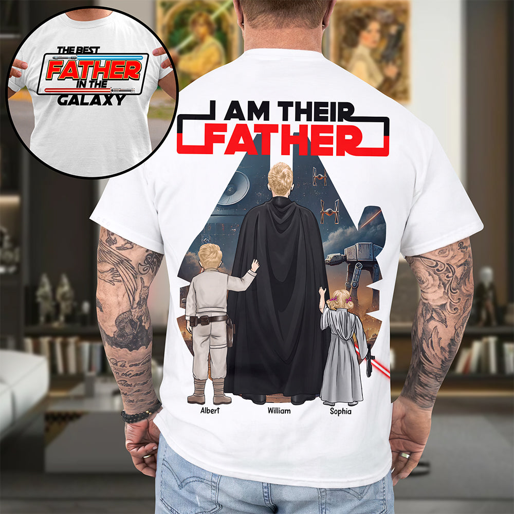 The Best Father in the Galaxy Shirt - Custom Personalized Gift for Dads, Grandpas and Father Figures Shirts PopCulturePrints