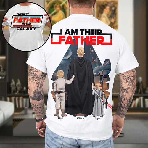 The Best Father in the Galaxy Shirt - Custom Personalized Gift for Dads, Grandpas and Father Figures Shirts PopCulturePrints
