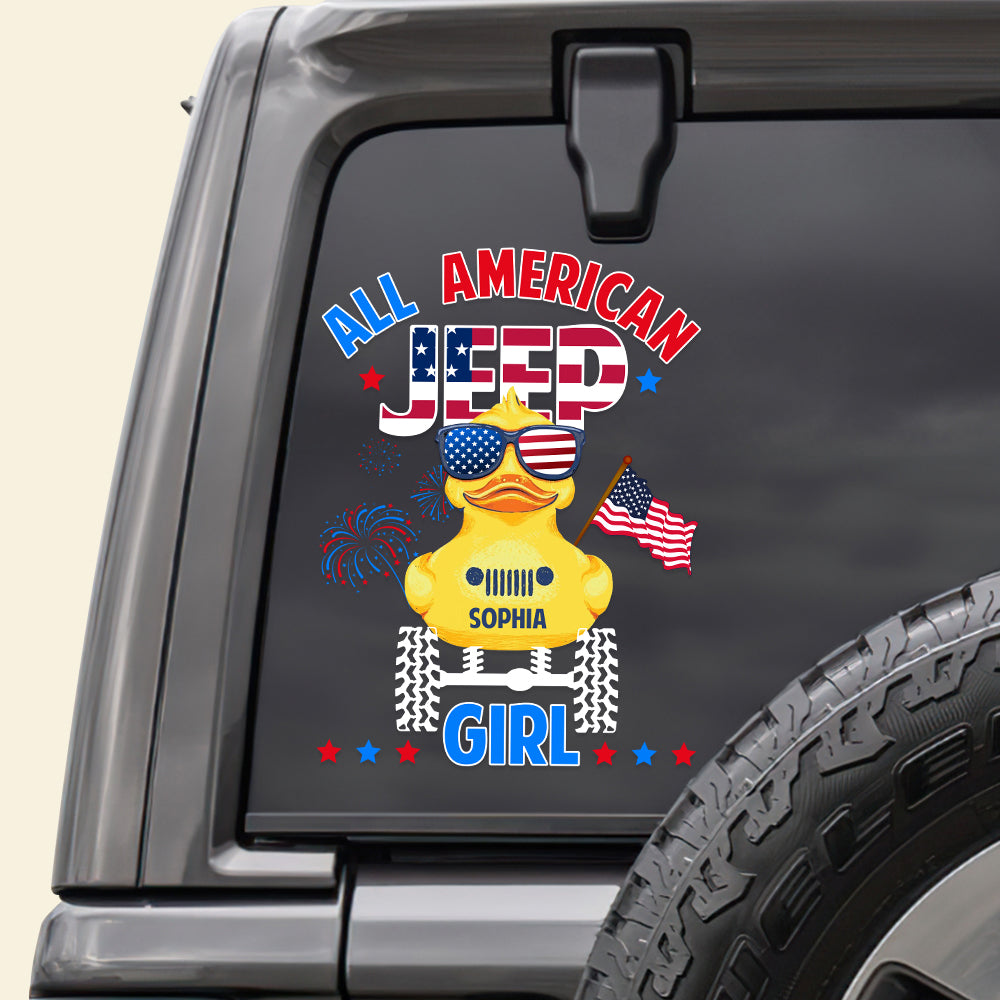 Custom All American Jeep Girl Decal for Car Lovers Decal Sticker PopCulturePrints
