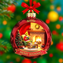 Load image into Gallery viewer, “Celebrate the Joy of Reading” - Merry Bookmas Christmas Ornament - Personalized Gift for Book Lovers Ornament PopCulturePrints
