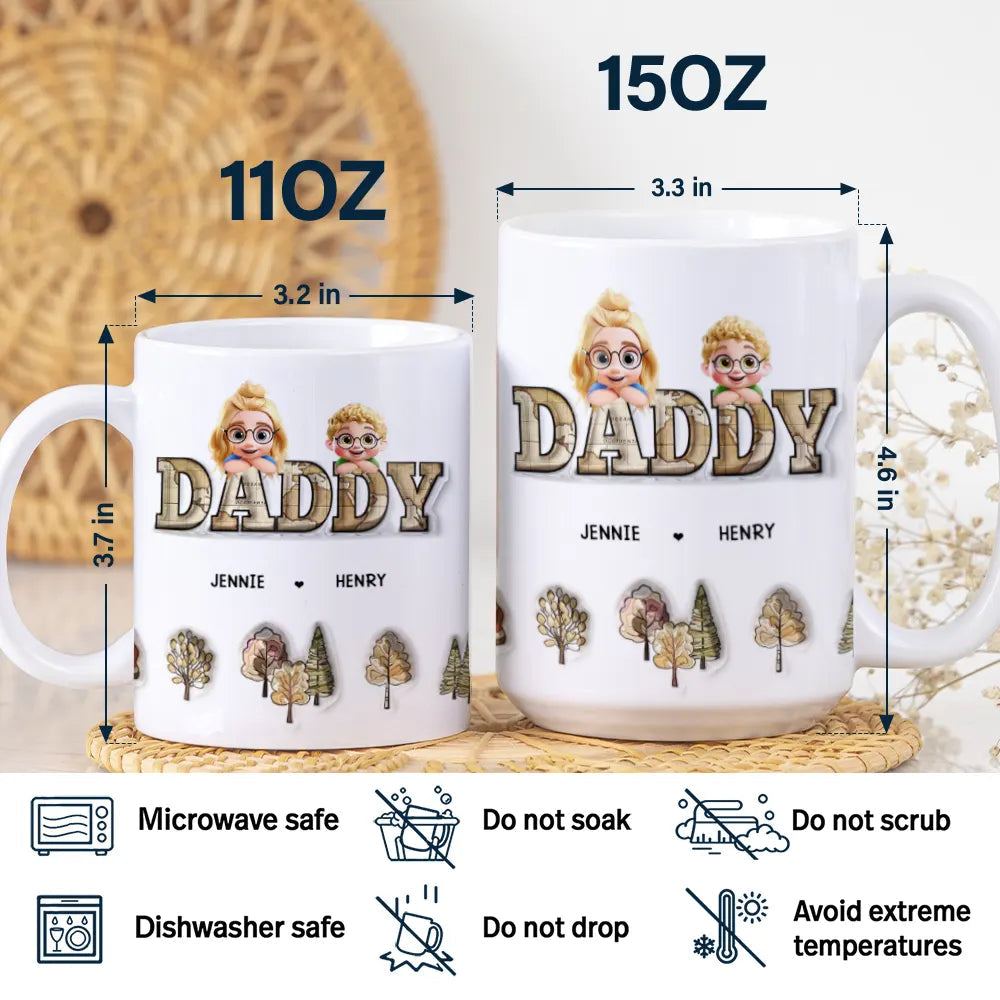 “Celebrate the Adventure of Fatherhood” - Vintage Map Grandpa Dad Title - Personalized 3D Inflated Effect Printed Mug Mug PopCulturePrints