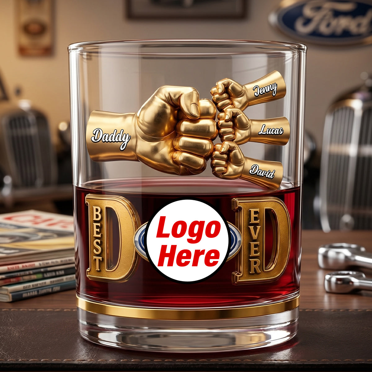 "Best Dad Ever" Personalized Keepsake Glass Mug - Unique Gift for Dad, Grandpa, and More Glass PopCulturePrints