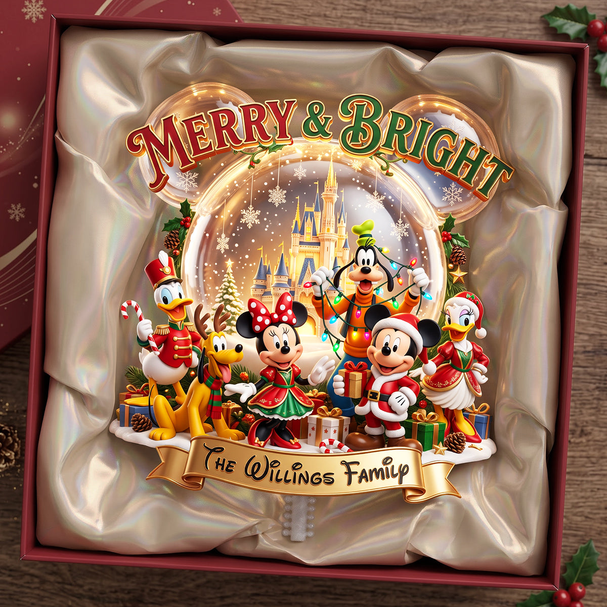 Merry & Bright Family Tree Topper - Personalized Christmas Gifts for Loved Ones Ornament PopCulturePrints