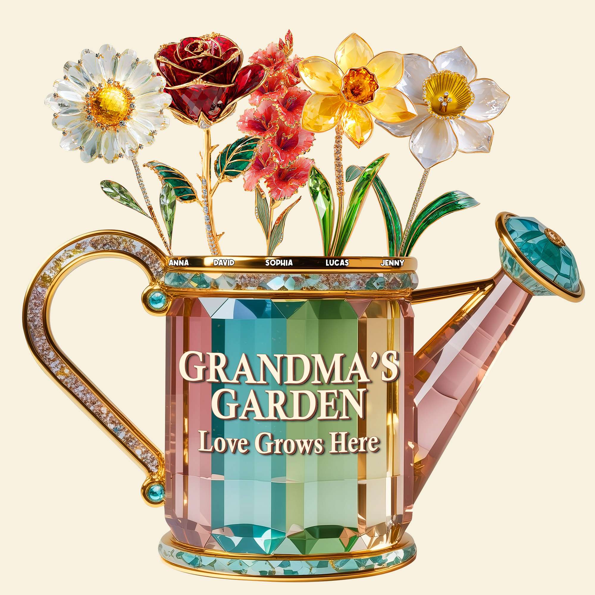 Grandma's Garden Acrylic Plaque - Personalize with Birth Month Flowers Shaped Plaques PopCulturePrints