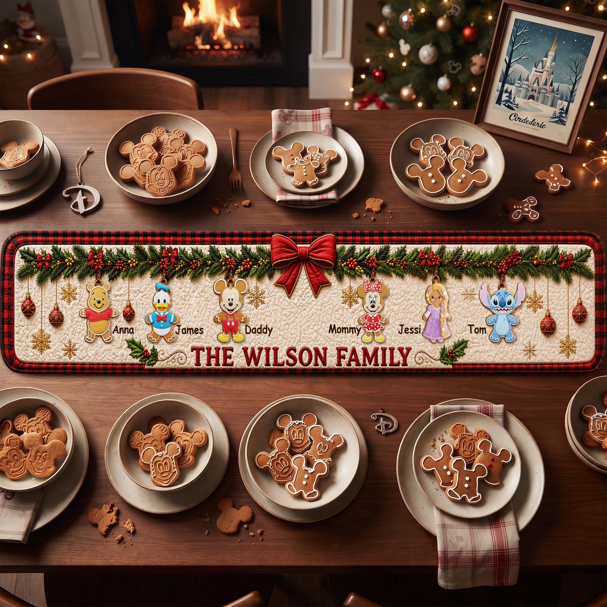 “Celebrate Family Moments” - Personalized Christmas Family Quilted Table Runner - Custom Gift for Families, Loved Ones, and Friends Quilted Table Runner PopCulturePrints