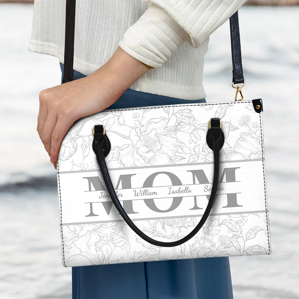 “Celebrate Her Love” - Personalized Leather Bag - Gift for Mom and Grandma Leather Bag PopCulturePrints