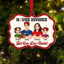 Load image into Gallery viewer, Personalized Baseball Family Christmas Ornament - House Divided, United in Love Ornament PopCulturePrints
