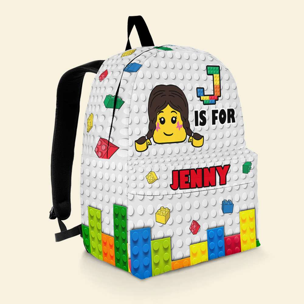 Personalized Lego-Inspired Backpack for Kids - 'J is for Jenny'