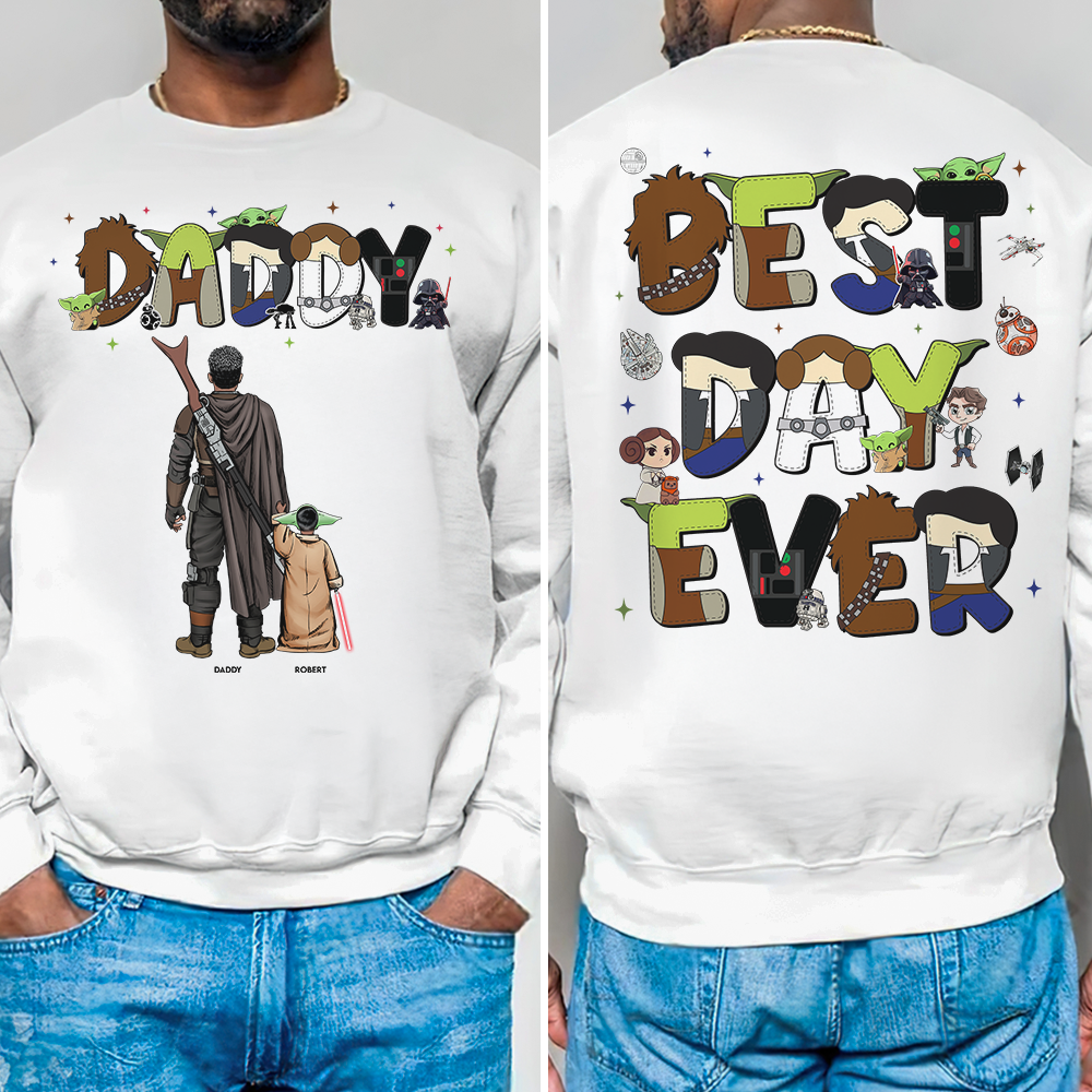 “The Best Day Ever!” - Personalized Galaxy Dad Shirt - Gift for Dad, Grandpa, and Father Figures Shirts PopCulturePrints