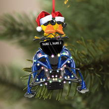 Load image into Gallery viewer, Personalized Christmas Ornament - Ducks on Snowmobile with Lights
