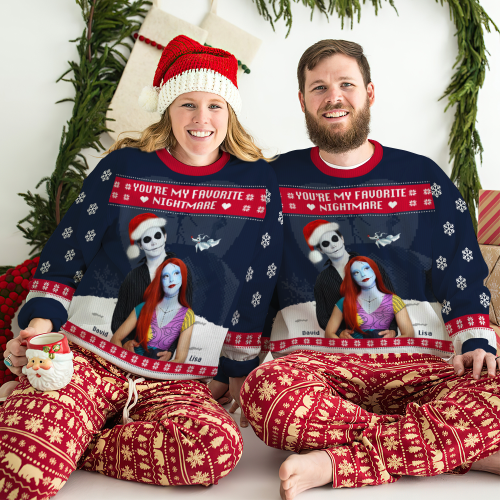 Personalized Christmas Couple Sweater - Favorite Nightmare