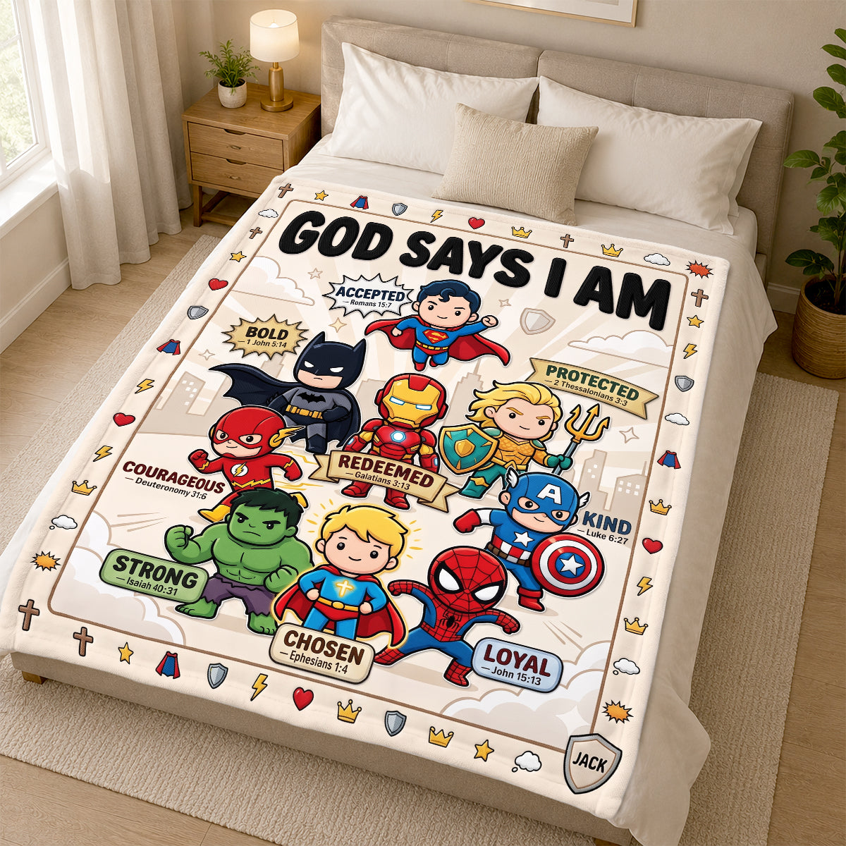 God Says I Am - Faith Inspired Kids Blanket | Personalized Gifts for Christian Kids Blanket PopCulturePrints