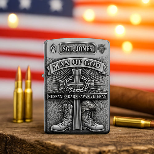 Man Of God Lighter - Personalized Gift for Veterans, Dads, and Husbands Lighter PopCulturePrints