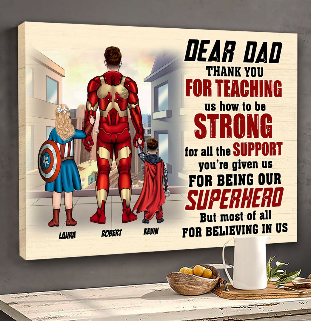Personalized Superhero Dad Poster - Custom Father's Day Gift Poster & Canvas PopCulturePrints