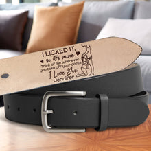 Load image into Gallery viewer, Personalized Secret Message Men's Belt for Couples Belts PopCulturePrints
