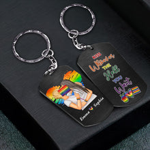 Load image into Gallery viewer, Personalized LGBT Couple Kiss Keychain - &#39;Kiss Whoever The Hell You Want&#39; Keychains PopCulturePrints

