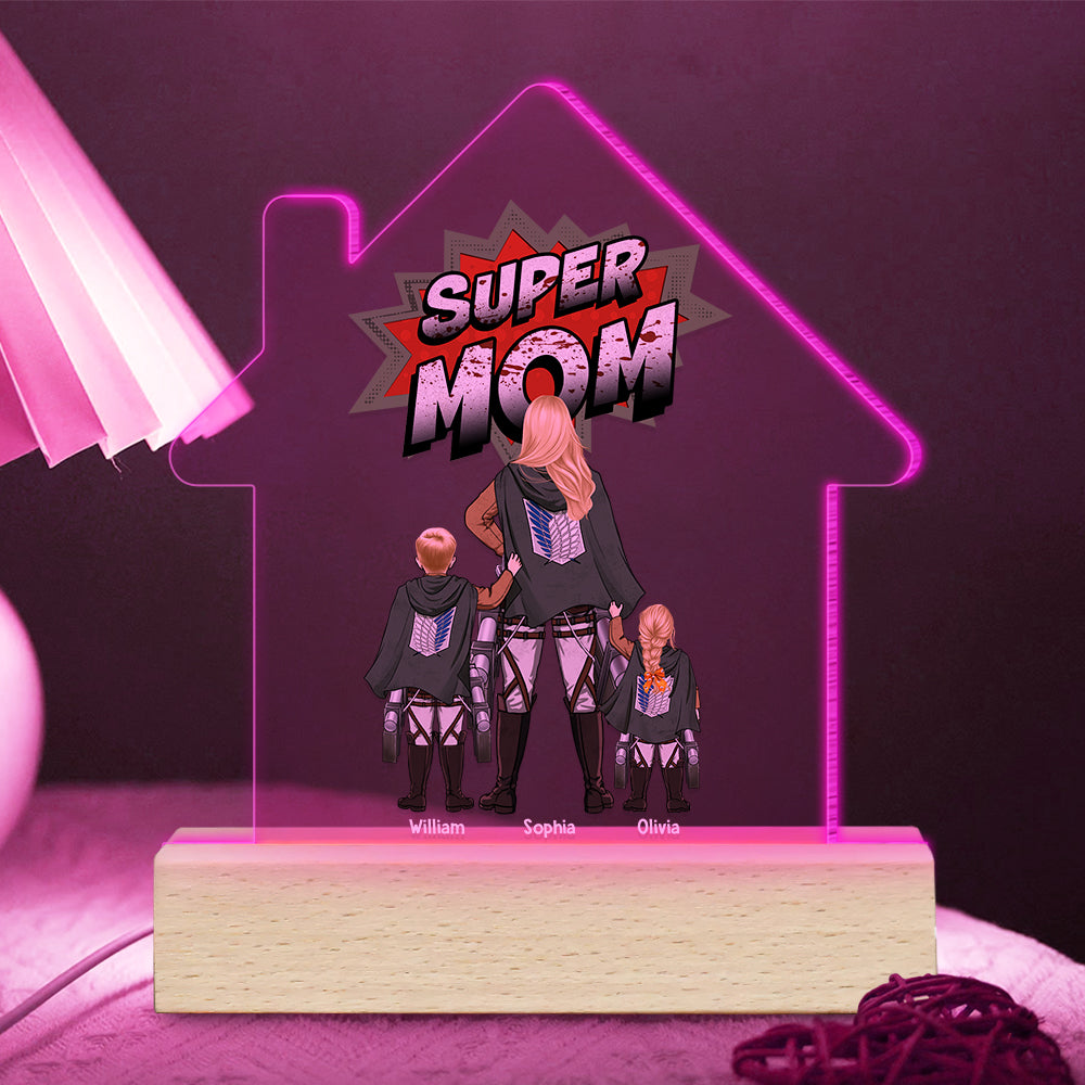 Personalized Super Mom LED Light - Custom Anime Design for Mother's Day