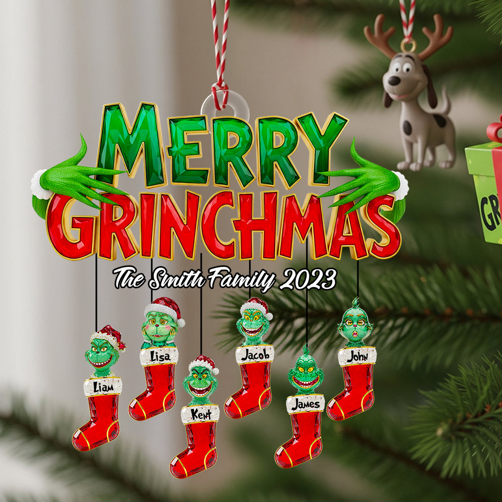 Merry Grinchmas Family Ornament - Personalized Christmas Gift for Family & Friends Ornament PopCulturePrints