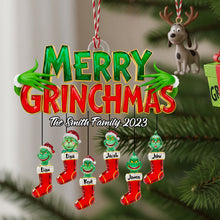 Load image into Gallery viewer, Merry Grinchmas Family Ornament - Personalized Christmas Gift for Family &amp; Friends Ornament PopCulturePrints

