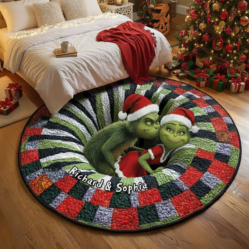 Love & Laughter - Funny Couple Quilted Round Mat - Personalized Gift for Couples Doormat PopCulturePrints