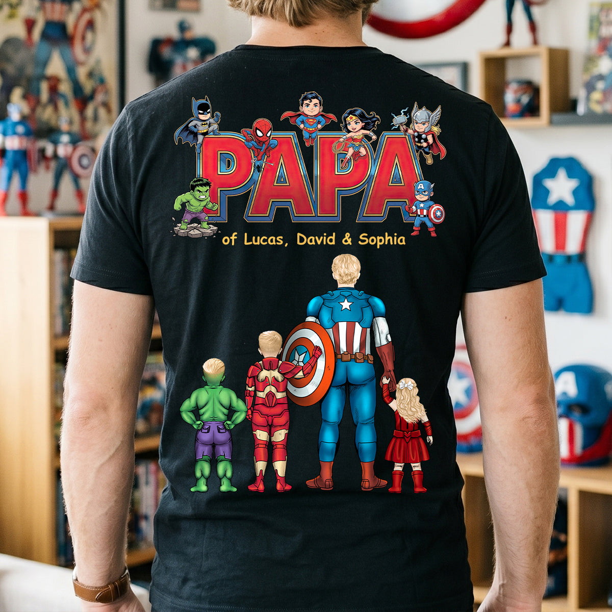 “The Best Superhero Ever” - Heroic Dad Shirt - Personalized Gift for Dads, Grandpas, and Father Figures Shirts PopCulturePrints