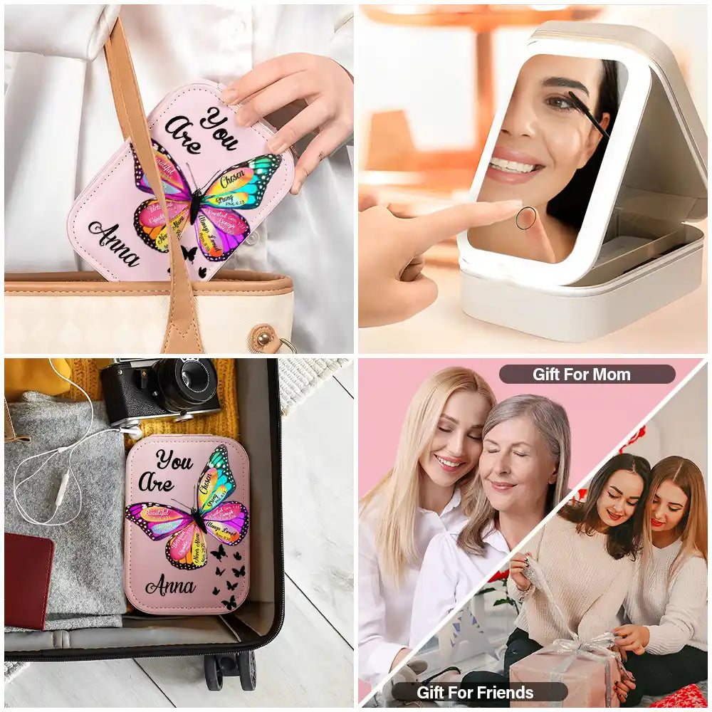 You Are Beautiful - Personalized Makeup Box with LED Mirror Makeup Box PopCulturePrints