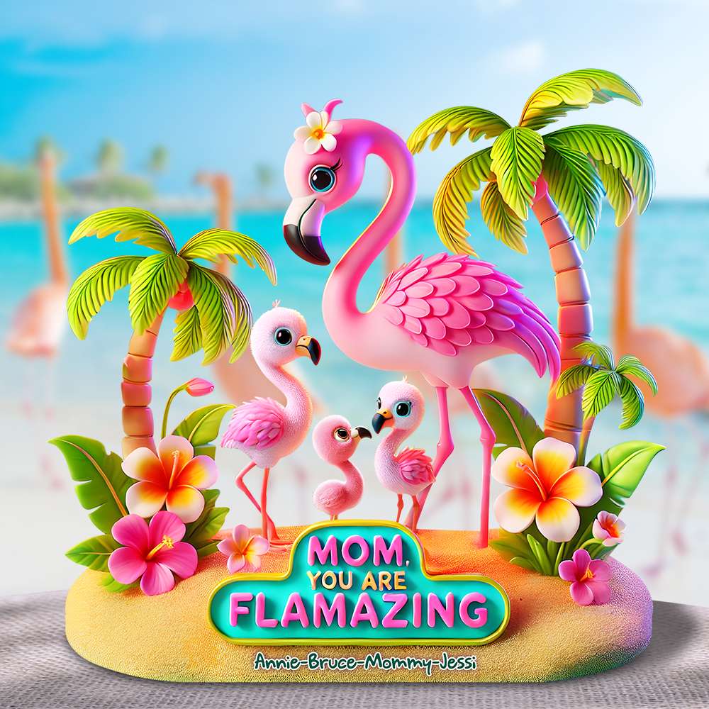 Mom, You Are Flamaz-ing - Personalized Flamingo Mom Acrylic Plaque Gift Shaped Plaques PopCulturePrints