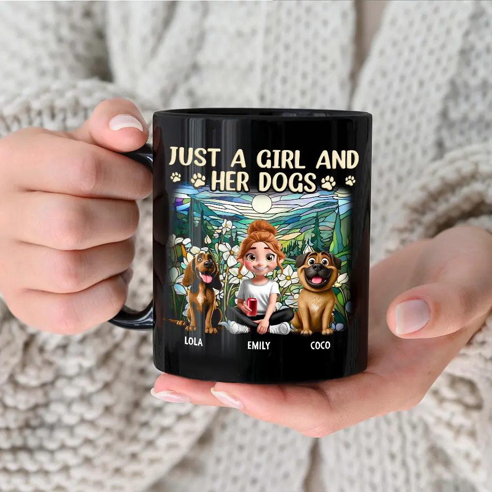 Just A Girl And Her Dog - Personalized Black Mug for Dog Lovers Mug PopCulturePrints