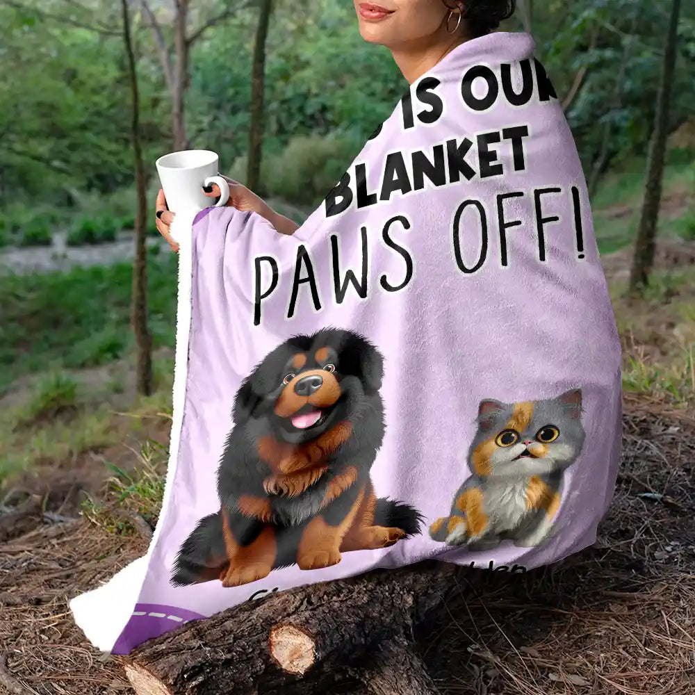 This Is Mine - Paws Off! Personalized Fleece Blanket for Dog and Cat Lovers Fleece Blanket PopCulturePrints