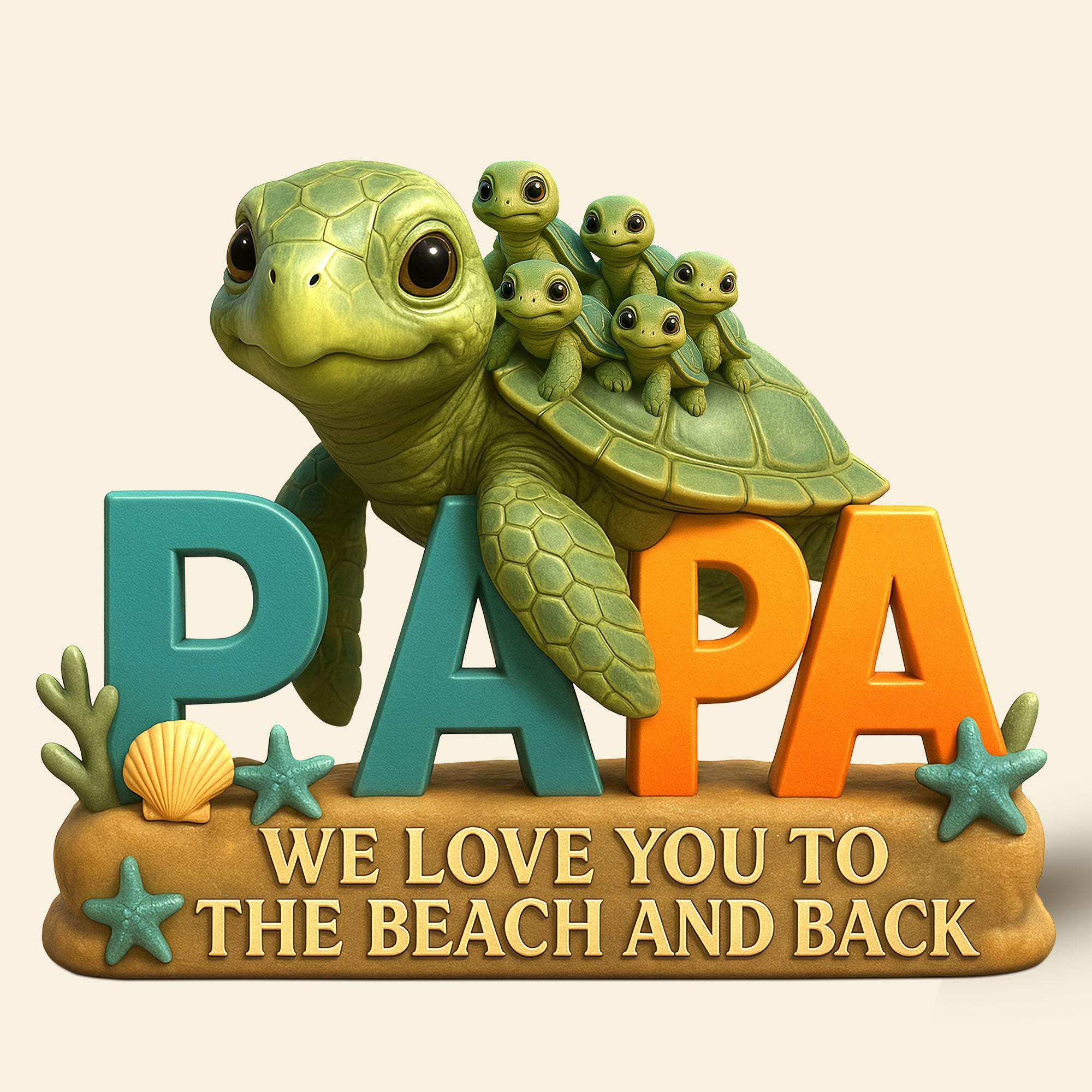 "We Love You to the Beach and Back" - Personalized Turtle Dad Acrylic Plaque - Perfect Gift for Dad, Grandpa & Father Figures Shaped Plaques PopCulturePrints