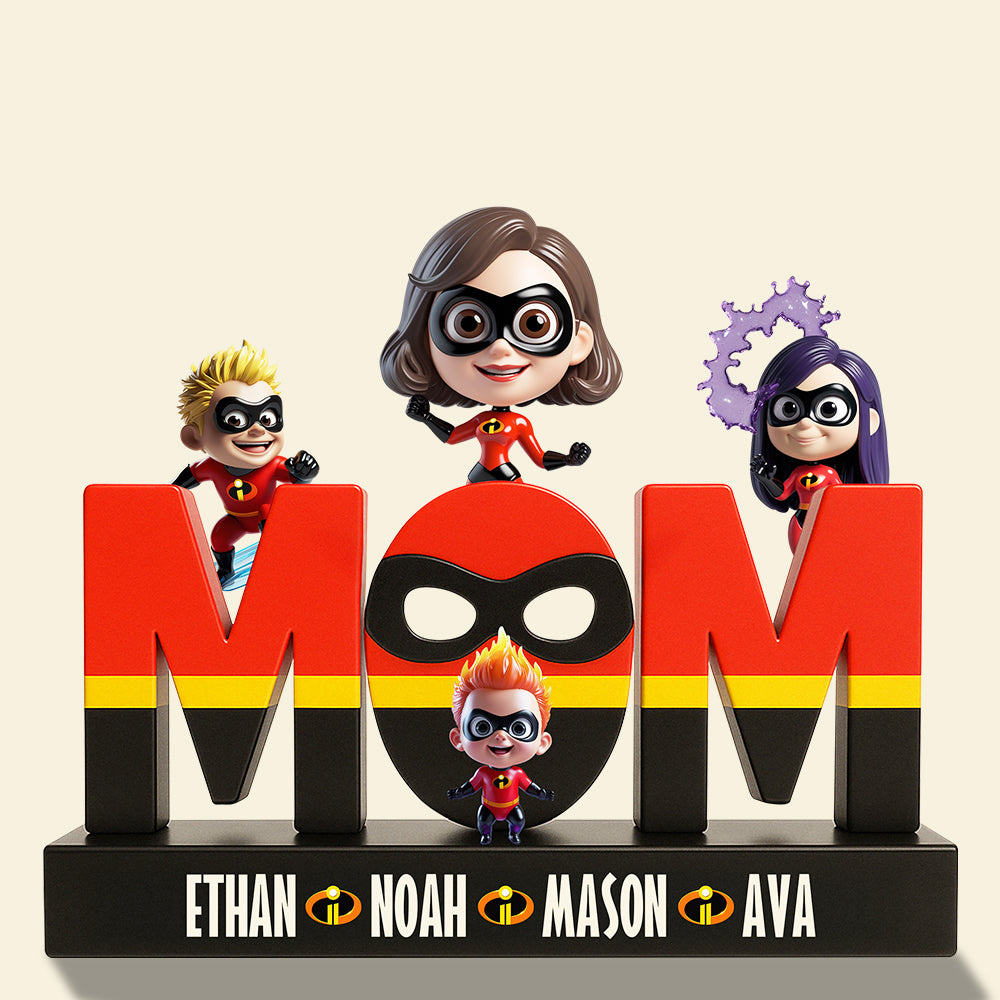 “A Mother’s Love is Super!” - Personalized Super Mom Acrylic Plaque - Unique Gift for Moms, Grandmas, and More Shaped Plaques PopCulturePrints