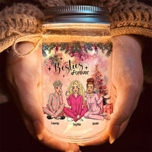 Load image into Gallery viewer, Personalized Besties Forever Mason Jar Light - Christmas Gift Drink Jar PopCulturePrints
