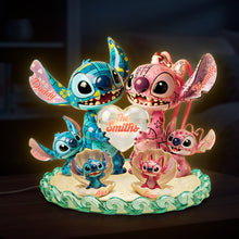 Load image into Gallery viewer, Discover Cosmic Love - Personalized Blue Alien Family Acrylic Light Box Light Box PopCulturePrints
