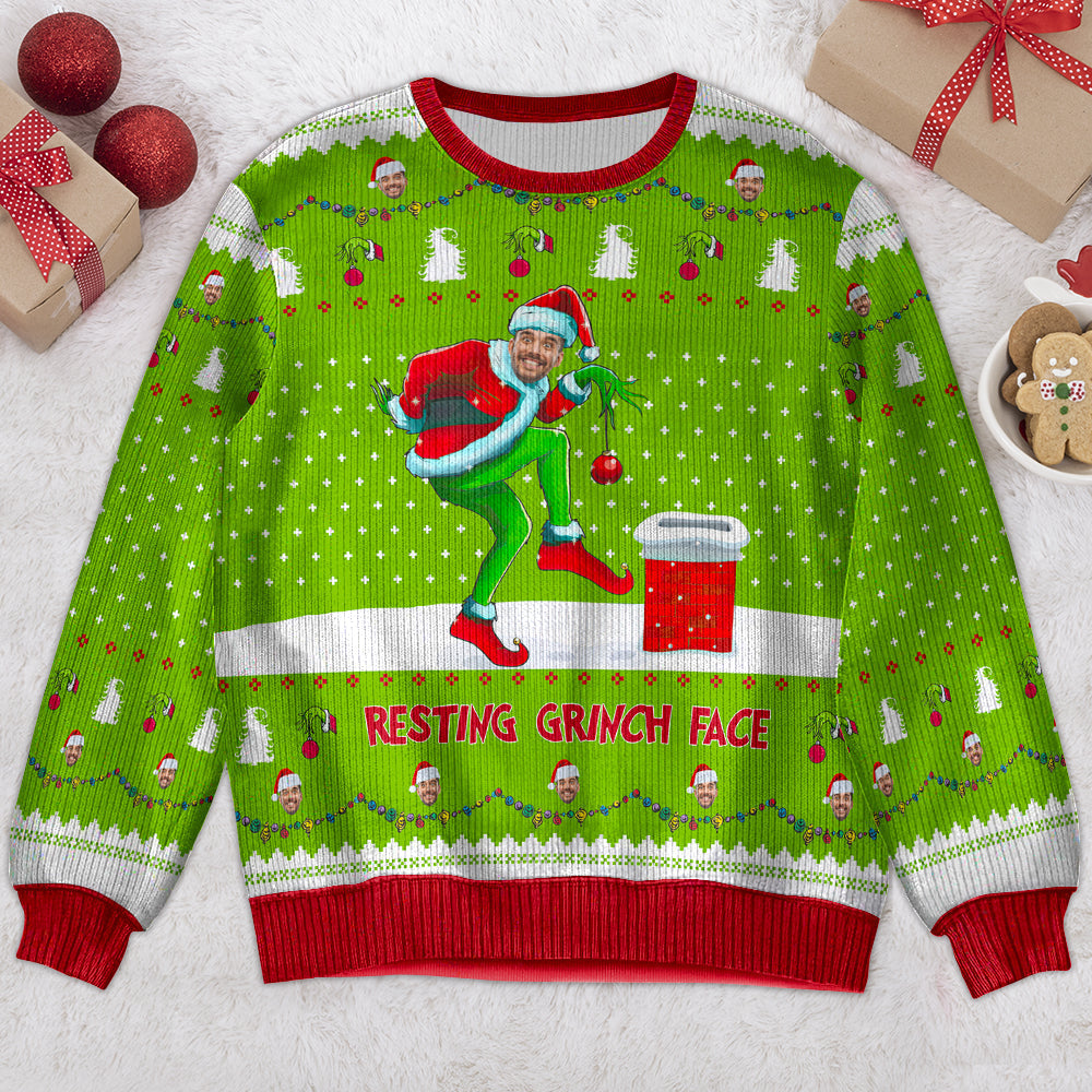 Custom Grinch Ugly Sweater with Personalized Photo Ugly Christmas Sweater PopCulturePrints