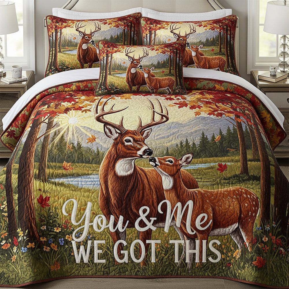 You & Me, We Got This - Personalized Deer Couple Quilt Bed Set Blanket PopCulturePrints
