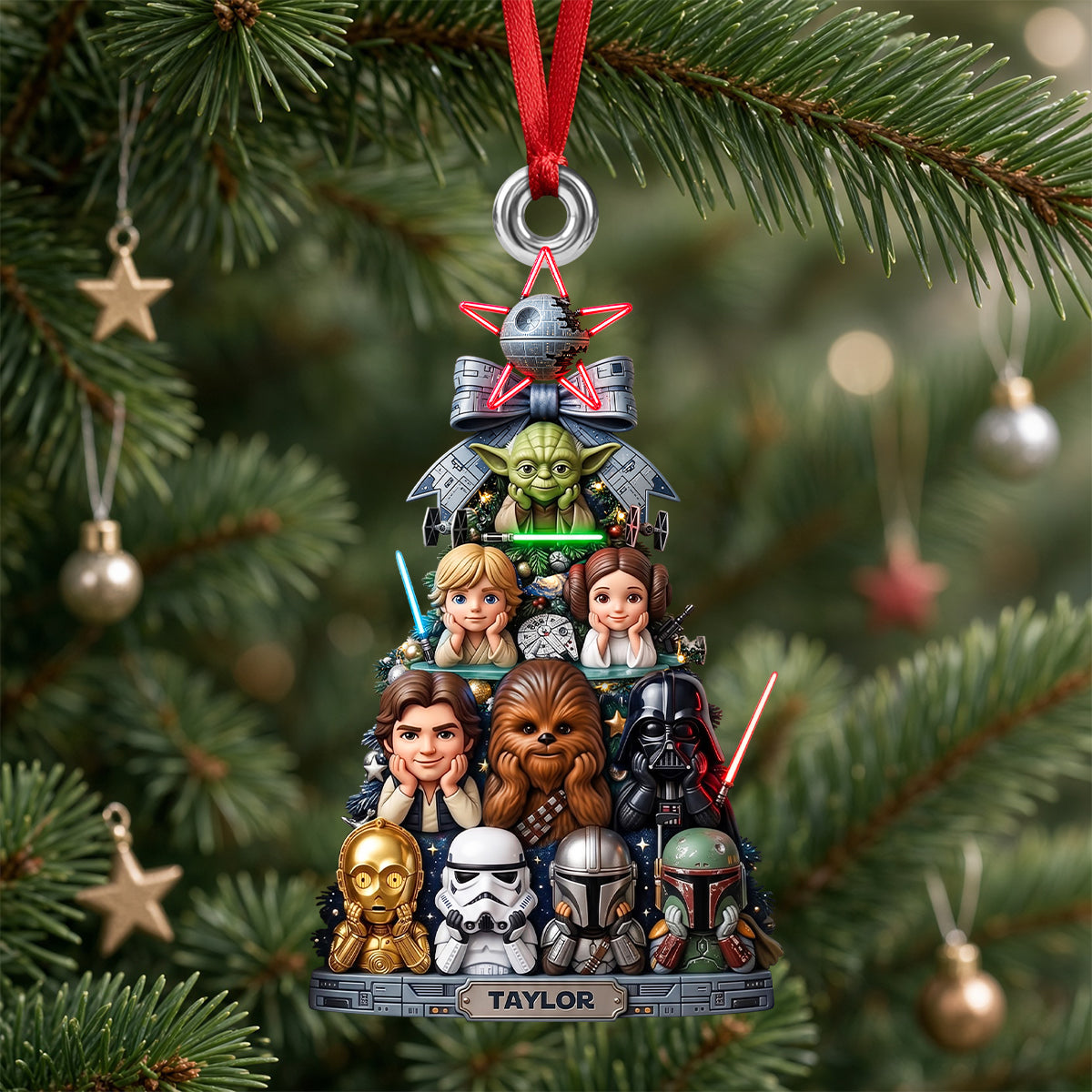 “Celebrate the Galaxy!” - Lovely Deep Space Acrylic Ornament, Personalized for All Star Wars Fans Ornament PopCulturePrints