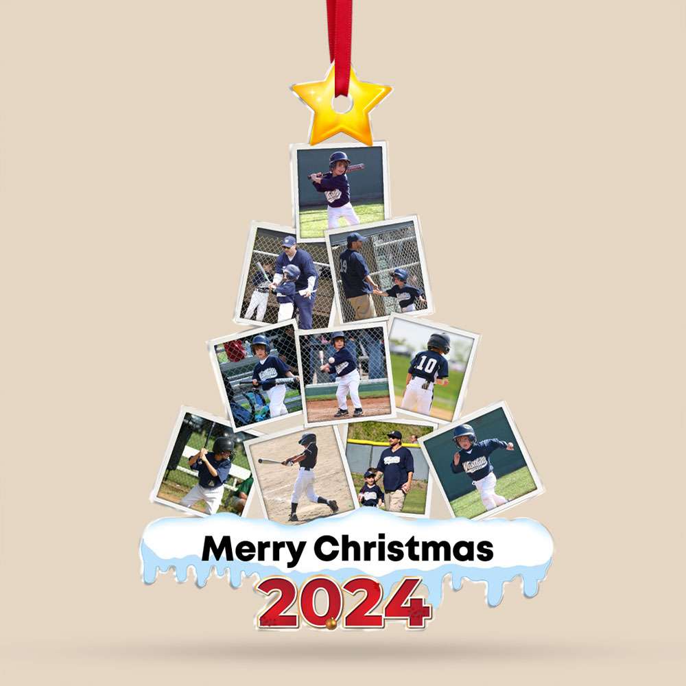 Custom Baseball Photo Christmas Ornament - Personalized 2024 Gift Ornament PopCulturePrints