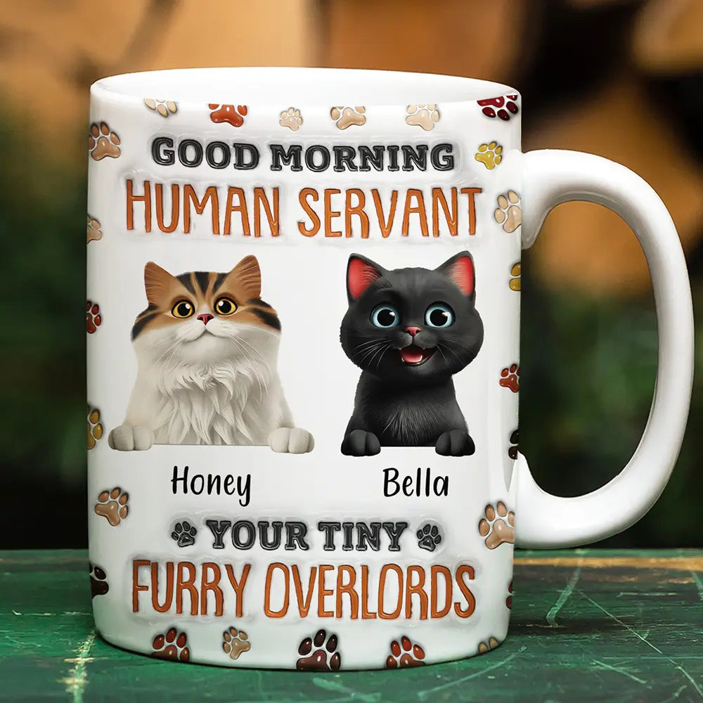 Good Morning Human Servant - Funny Cat Personalized Mug Mug PopCulturePrints